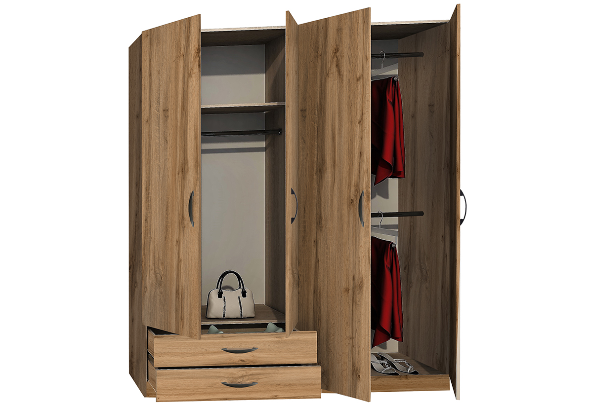 Απεικονίζεται η ντουλάπα σε ένα υπνοδωμάτιο, ο τοίχος του οποίου είναι γκρι.